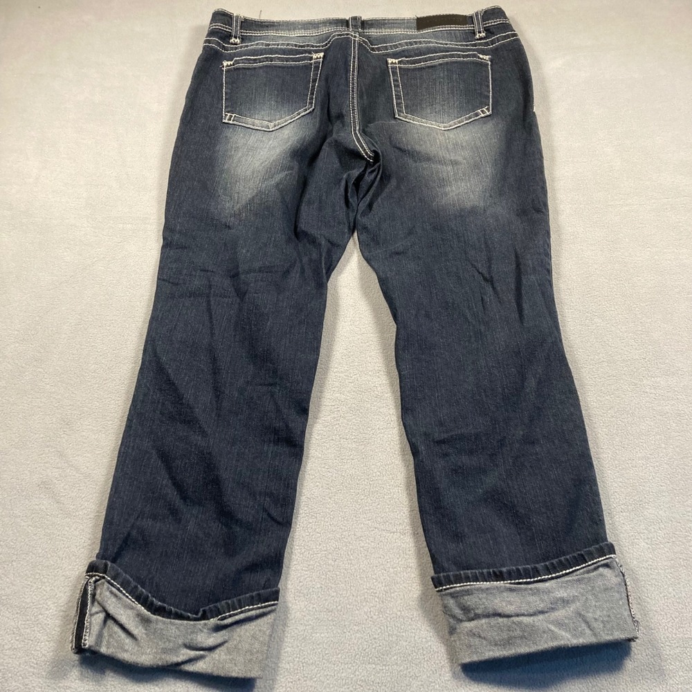 twentyone black Jeans Womens 15/16 Blue Straight Mid Rise Distressed Dark Wash - Picture 6 of 8